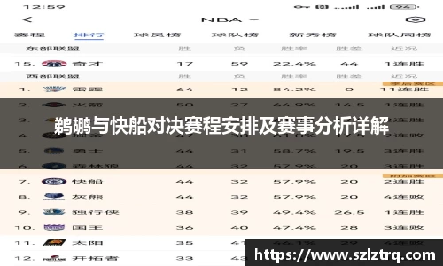 鹈鹕与快船对决赛程安排及赛事分析详解